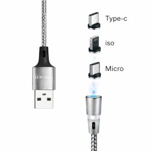 Magnetisk 3-i-1 Ladekabel - USB til Type-C / Iso / Micro