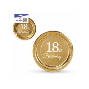 18 år bursdag tallerkener gull 6 stk