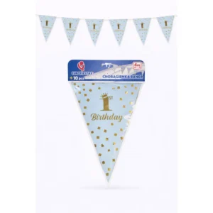 1st birthday banner blå 4m