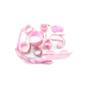 7-delers bondage sett Rosa med vibrerende dildo