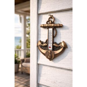 Ankerformet veggtermometer i metall på husveggen