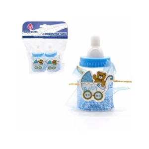 Babyflaske blå med bjørn 2 stk