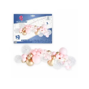 Ballongbue rosa & gull 5 meter – 53 ballonger