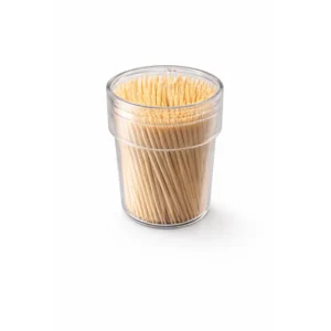 Bambus tannpirkere i rund dispenser