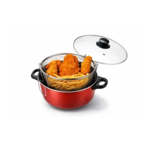 Fritérgryte 24 cm med rist og glasslokk