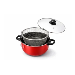 Fritérgryte 24 cm med rist og glasslokk