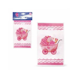 Godteposer rosa barnevogn 10 stk