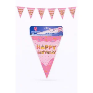 Happy birthday banner rosa 4m