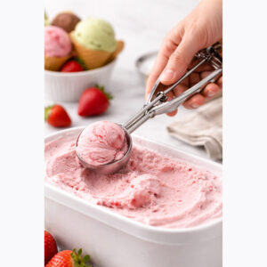 Iskremkulejern i rustfritt stål med utløsermekanisme