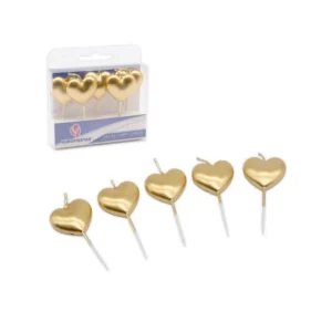 Kakelys gull hjerte 5 stk