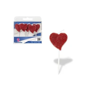 Kakelys Røde Glitterhjerter 5 stk