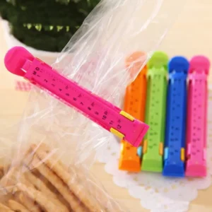 Poseklemmer med måleskala 5 stk (assorterte farger)