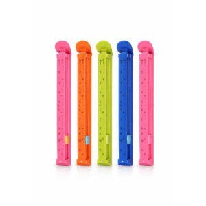 Poseklemmer med måleskala 5 stk (assorterte farger)