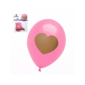 Rosa ballonger med hjerter 6 stk