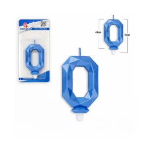 Tall-lys 0 blå polygon bursdagslys