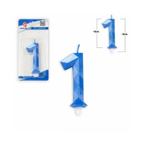 Tall-lys 1 blå polygon bursdagslys