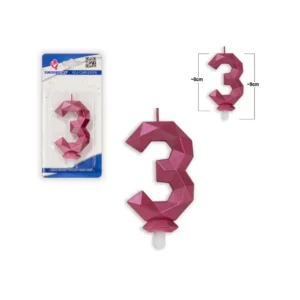 Tall-lys 3 lilla polygon bursdagslys