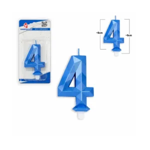 Tall-lys 4 blå polygon bursdagslys