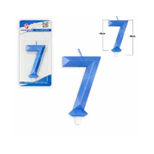 Tall-lys 7 blå polygon bursdagslys