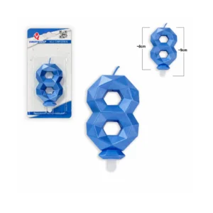 Tall-lys 8 blå polygon bursdagslys