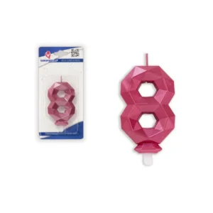 Tall-lys 8 lilla polygon bursdagslys