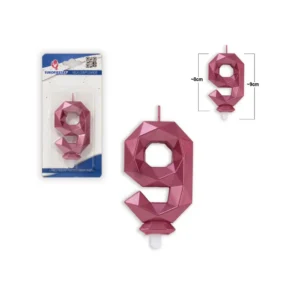 Tall-lys 9 lilla polygon bursdagslys