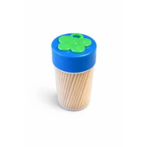 Tannpirkere i dispenser med blomsterlokk Blå