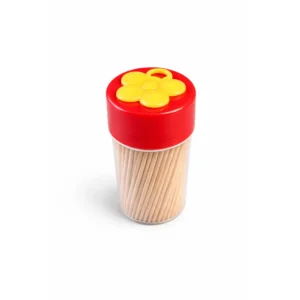 Tannpirkere i dispenser med blomsterlokk Rød