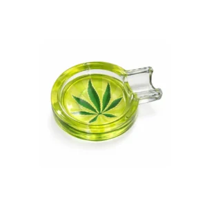 Askebeger i glass 420 lime leaf design (1 Sigarettspor)