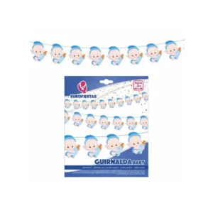 Baby girlander blå – baby Shower banner 4,5m