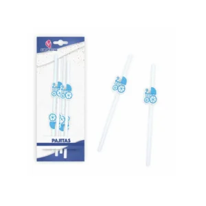 Baby sugerør blå med barnevogn 4 stk