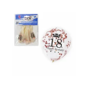 Konfettiballonger roségull 4 stk – 18 års Happy Birthday