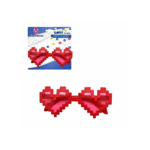 Pikselerte hjertebriller – røde partybriller