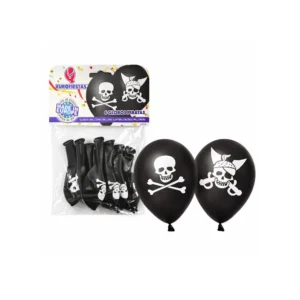 Pirat ballonger med hodeskalle 6 stk