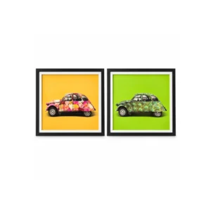 3D bilde i ramme med bilmotiv – 33×33cm (flere varianter)