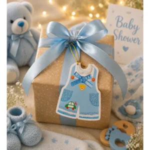 Babyshower Gratulasjonskort – Baby gutt heldress design