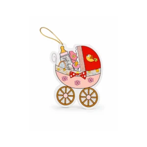 Babyshower Gratulasjonskort – Barnevogn rosa design