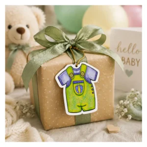 Babyshower Gratulasjonskort - grønn dress