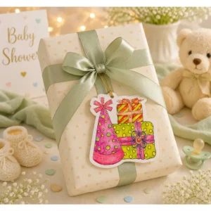 Babyshower Gratulasjonskort – Gaver og festhatt design