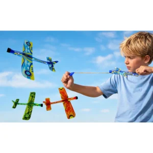 Kastfly med Strikk Launcher – 3-pakning Glider Fly for Barn