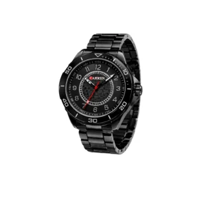 Klokke i rustfritt stål – helsort med tallskive og bezel design 47mm