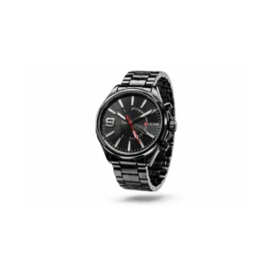 Klokke i rustfritt stål – sort og sporty design 45mm