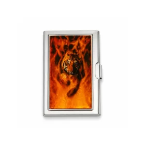 Kortholder med tiger motiv – aluminium kortetui flamme design