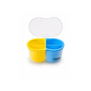 Matboks med 2 rom og lokk 17cm Gul og blå