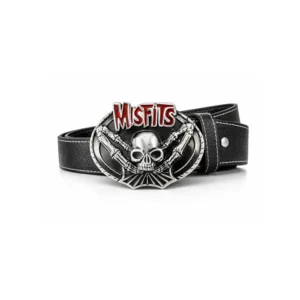 Misfits beltespenne – skull design i sølv og rød
