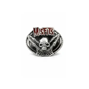 Misfits beltespenne – skull design i sølv og rød