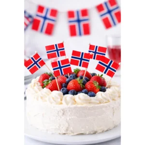 Norske flagg til kake 10 stk
