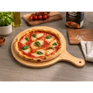 Pizzabrett i Tre Ø33 cm med Håndtak – Serveringsbrett til Pizza