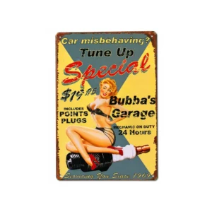 Vintage Metallskilt “Tune Up Special – Bubba’s Garage” 20x30 cm