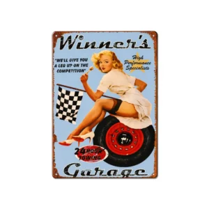 Vintage metallskilt “Winner’s Garage” 20x30 cm